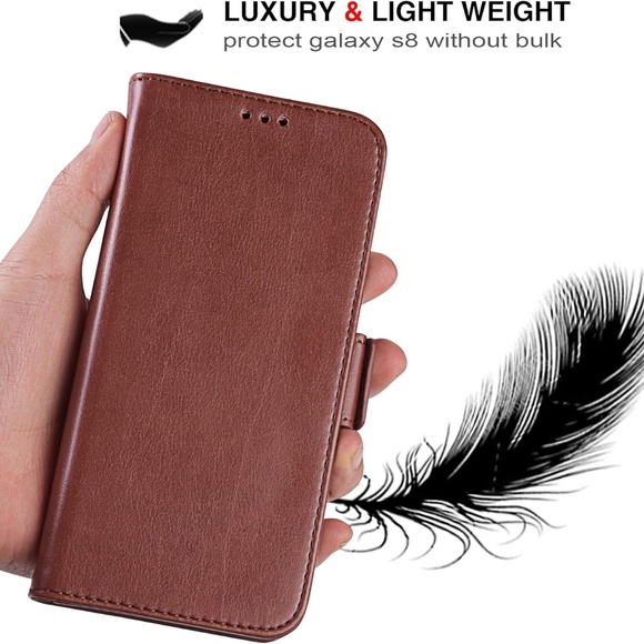 Samsung Galaxy S8 Brown Phone Case Wallet PU Leather Card Slots Money Holder - Picture 4 of 7